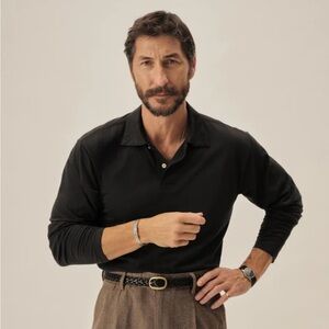 Buck Mason Japanese Cool Cashmere long sleeve knit polo.